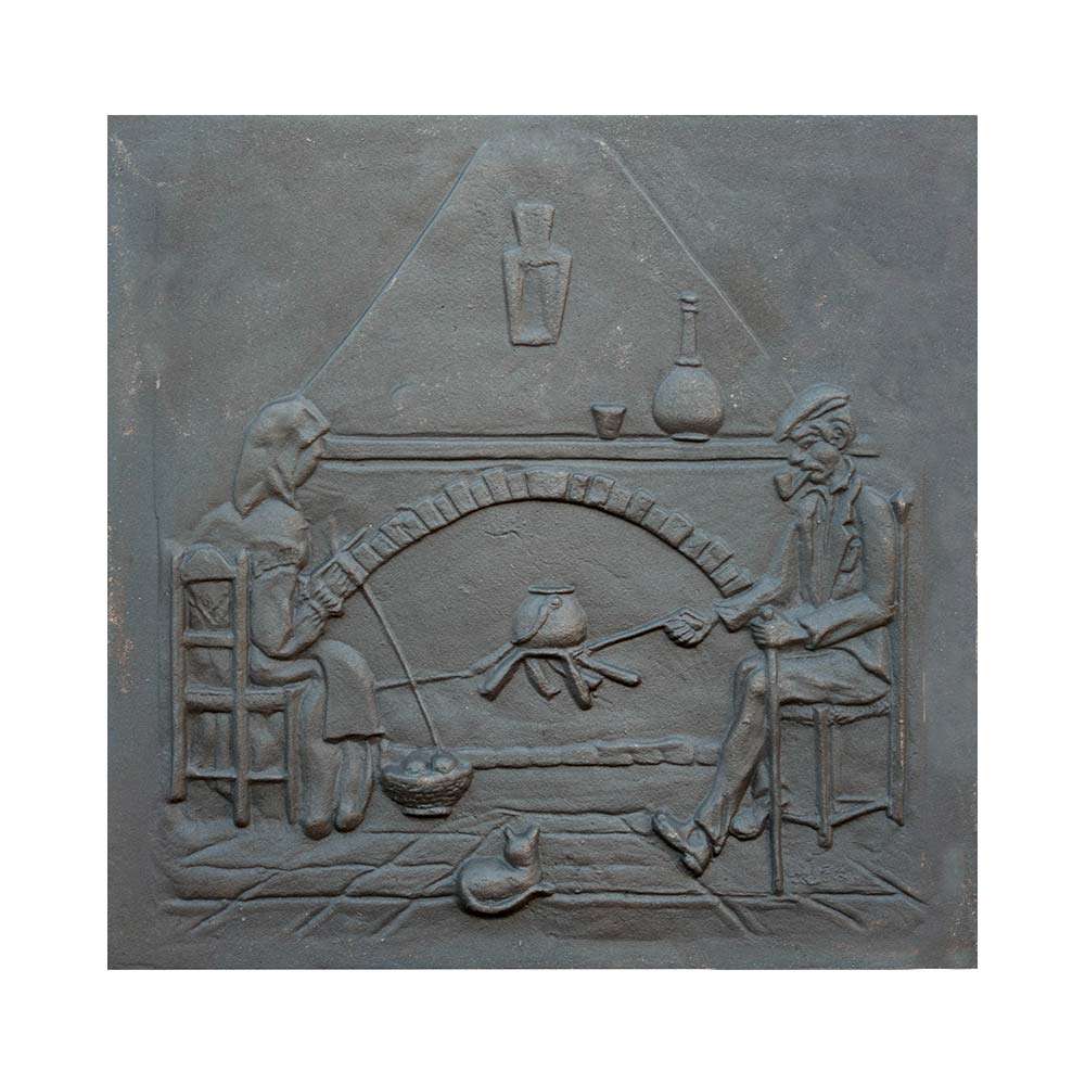 Decorated Cast iron fireback Focolar