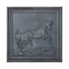 Decorated Cast iron fireback Horses