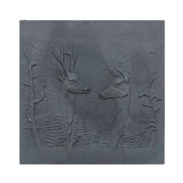 Decorated Fireback plate FAWNS 60 x 60