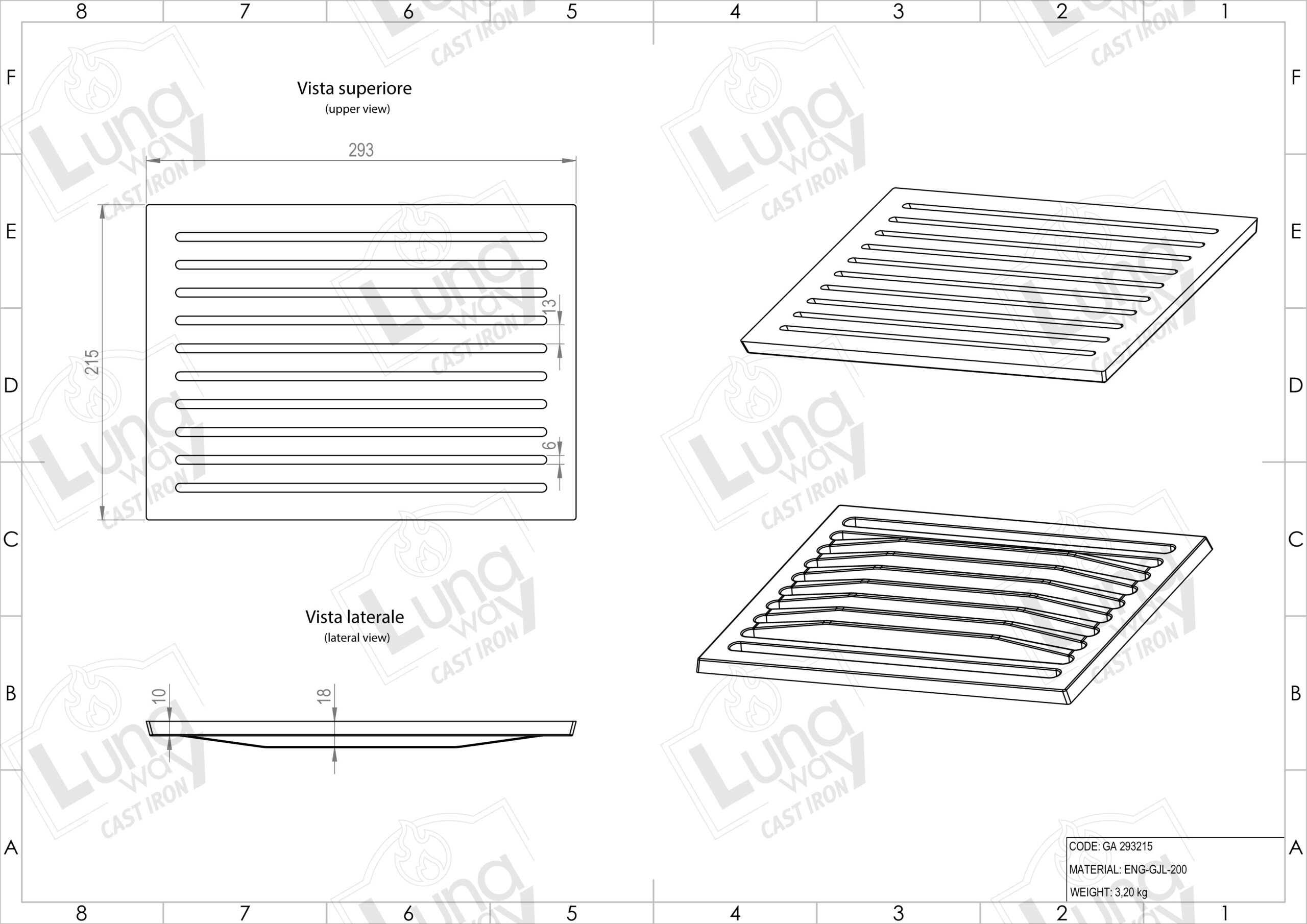 Cast iron Grate 29,30 x 21,50 h cm for collecting ash - Thickness 1,8 cm - Image 5
