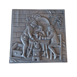 Decorated Fireback plate HUNTING 38 X 38