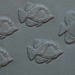 Decorated Fireback plate FISHES 60 x 60