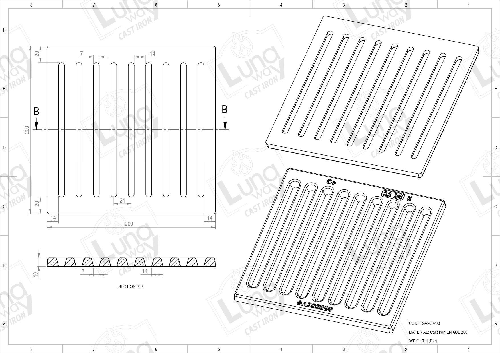 Fireplace grate cm 20 x 20 - Image 4